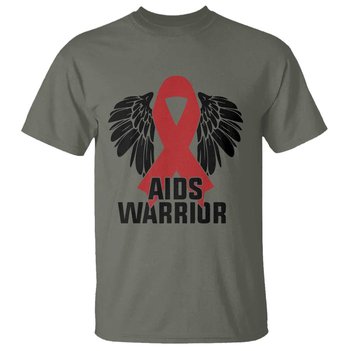 Aids Warrior T Shirt Red Ribbon HIV Awareness Gift TS12 Military Green Print Your Wear