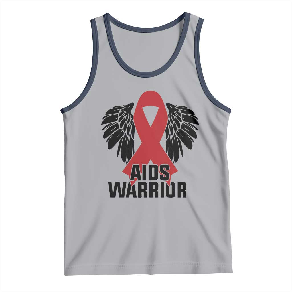 Aids Warrior Tank Top Red Ribbon HIV Awareness Gift TS12 Athletic Heather Navy Print Your Wear