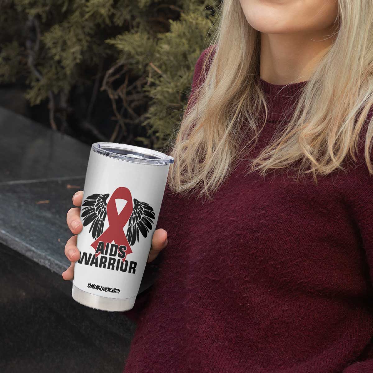 Aids Warrior Tumbler Cup Red Ribbon HIV Awareness Gift TS12 Print Your Wear