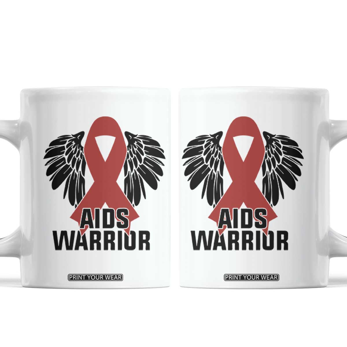 Aids Warrior Coffee Mug Red Ribbon HIV Awareness Gift TS12 White Print Your Wear