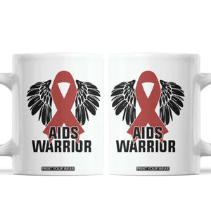 Aids Warrior Coffee Mug Red Ribbon HIV Awareness Gift TS12 White Print Your Wear