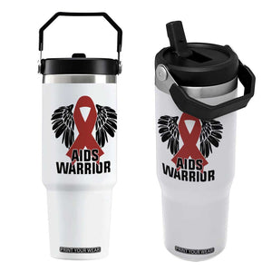 Aids Warrior Flip Straw Tumbler Red Ribbon HIV Awareness Gift TS12 One Size: 30 oz White Print Your Wear