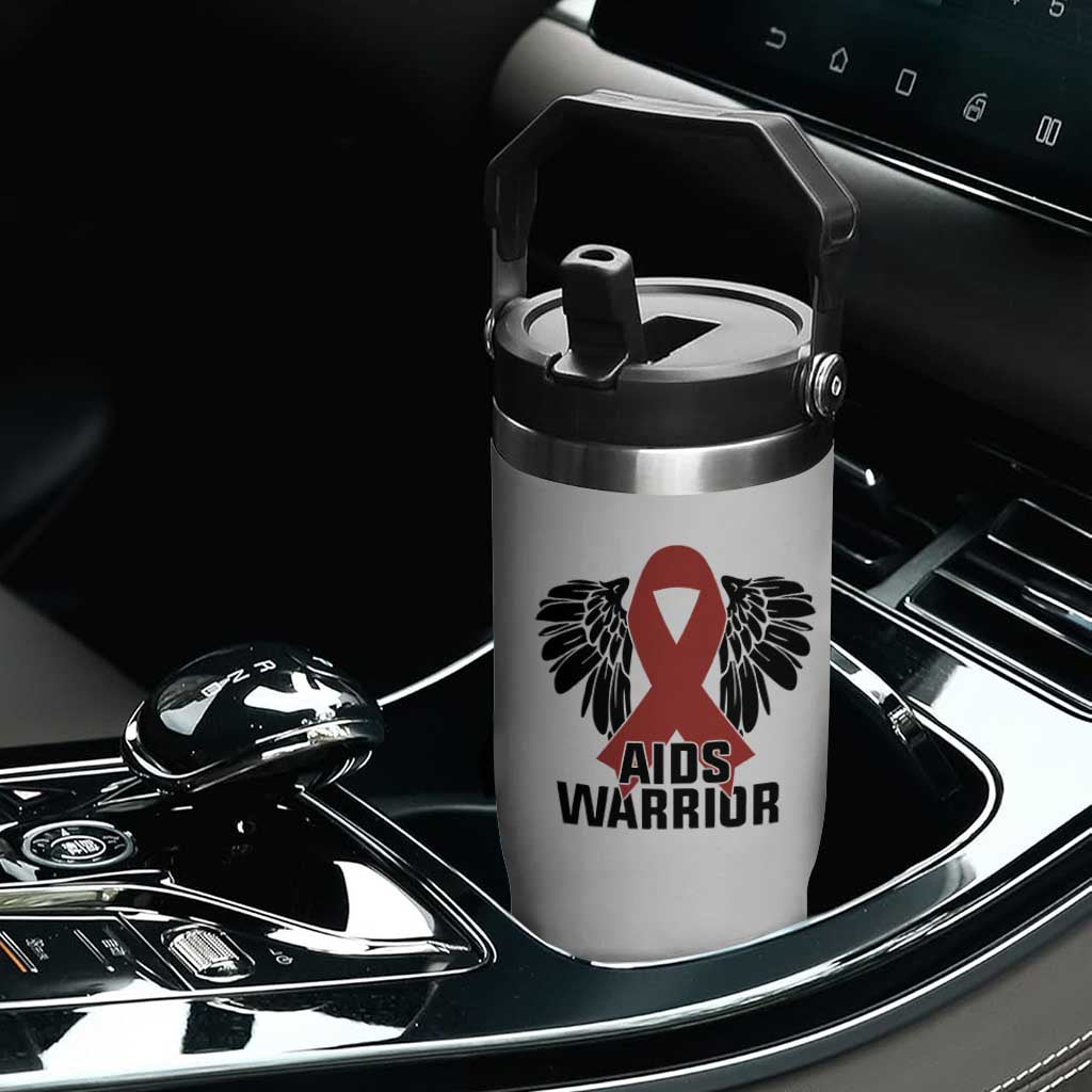Aids Warrior Flip Straw Tumbler Red Ribbon HIV Awareness Gift TS12 Print Your Wear