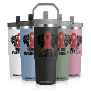 Aids Warrior Flip Straw Tumbler Red Ribbon HIV Awareness Gift TS12 Print Your Wear