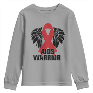 Aids Warrior Youth Sweatshirt Red Ribbon HIV Awareness Gift TS12 Sport Gray Print Your Wear