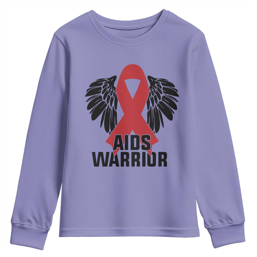 Aids Warrior Youth Sweatshirt Red Ribbon HIV Awareness Gift TS12 Violet Print Your Wear