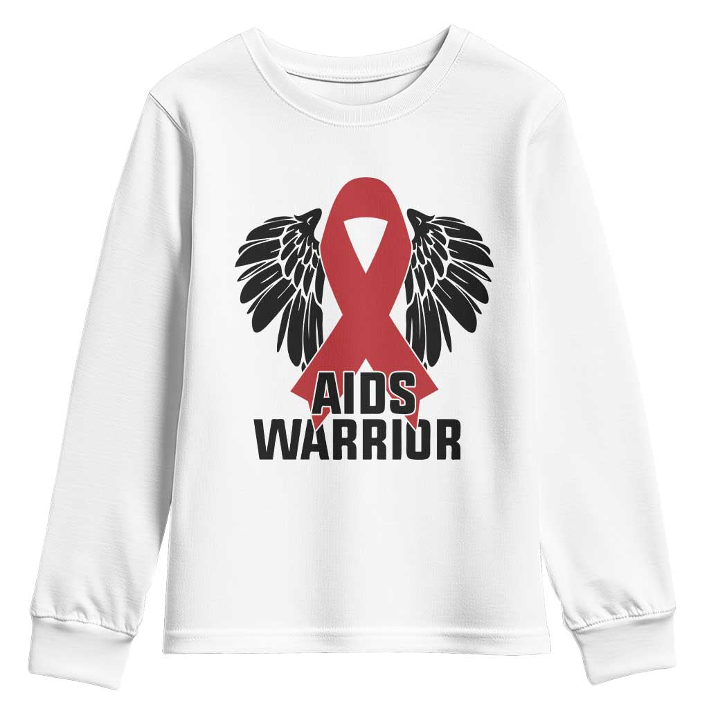 Aids Warrior Youth Sweatshirt Red Ribbon HIV Awareness Gift TS12 White Print Your Wear