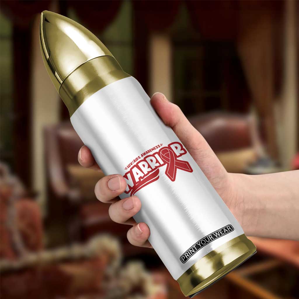 HIV Awareness Warrior Bullet Tumbler Red Ribbon Support Gift TS12 Print Your Wear