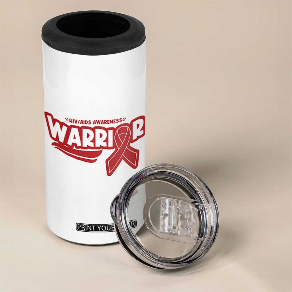 HIV Awareness Warrior 4 in 1 Can Cooler Tumbler Red Ribbon Support Gift TS12 Print Your Wear