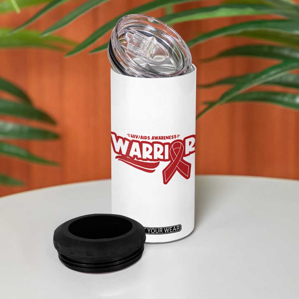 HIV Awareness Warrior 4 in 1 Can Cooler Tumbler Red Ribbon Support Gift TS12 Print Your Wear