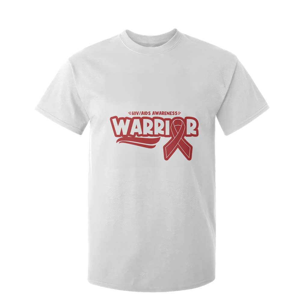 HIV Awareness Warrior T Shirt For Kid Red Ribbon Support Gift TS12 White Print Your Wear