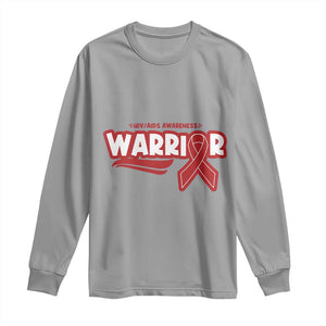 HIV Awareness Warrior Long Sleeve Shirt Red Ribbon Support Gift TS12 Sport Gray Print Your Wear