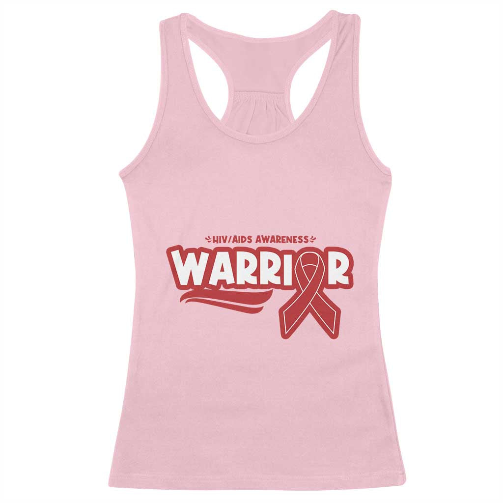 HIV Awareness Warrior Racerback Tank Top Red Ribbon Support Gift TS12 Light Pink Print Your Wear