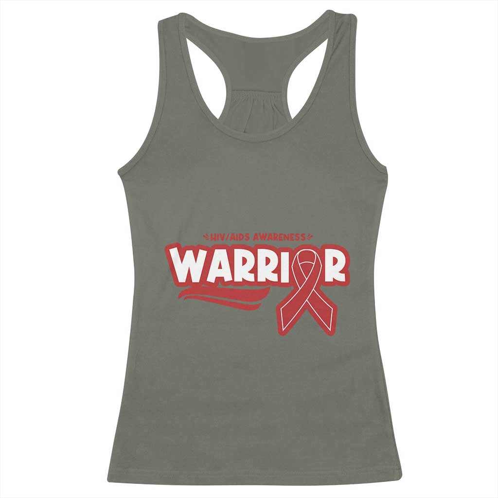 HIV Awareness Warrior Racerback Tank Top Red Ribbon Support Gift TS12 Military Green Print Your Wear
