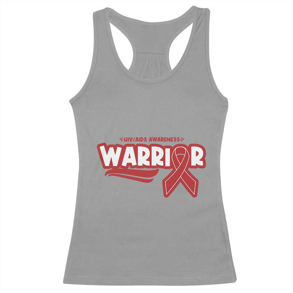 HIV Awareness Warrior Racerback Tank Top Red Ribbon Support Gift TS12 Sport Gray Print Your Wear