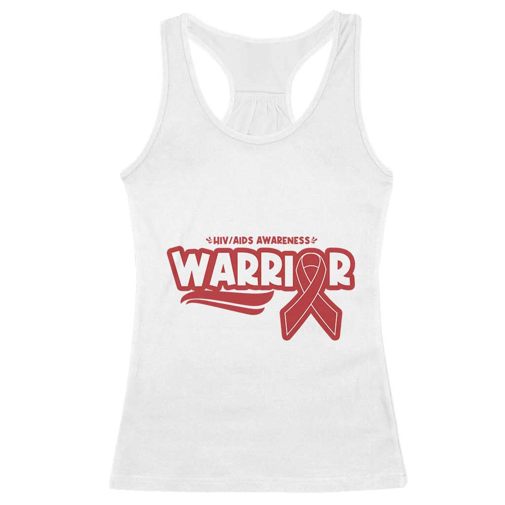 HIV Awareness Warrior Racerback Tank Top Red Ribbon Support Gift TS12 White Print Your Wear