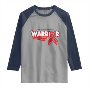 HIV Awareness Warrior Raglan Shirt Red Ribbon Support Gift TS12 Sport Gray Navy Print Your Wear
