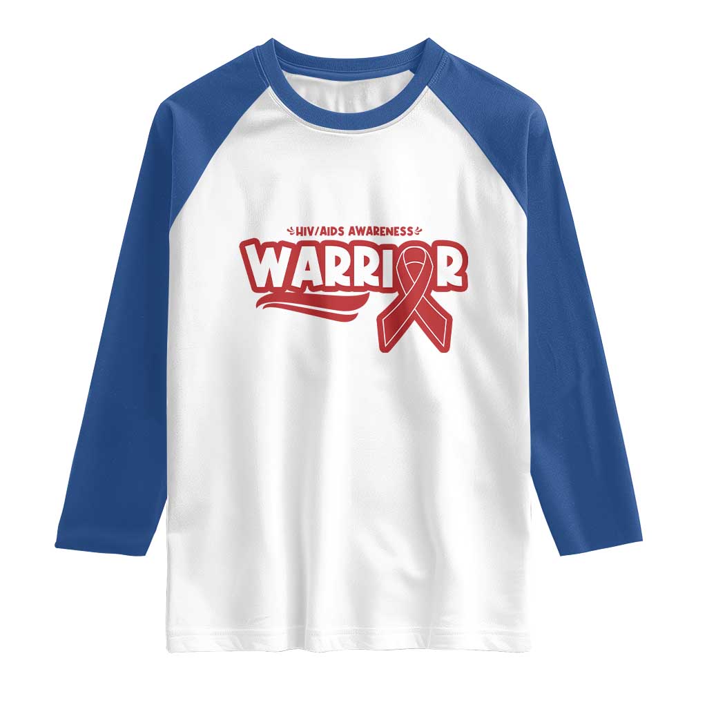 HIV Awareness Warrior Raglan Shirt Red Ribbon Support Gift TS12 White Royal Print Your Wear