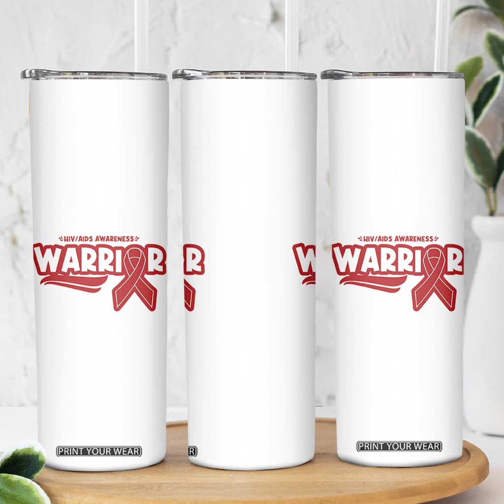 HIV Awareness Warrior Skinny Tumbler Red Ribbon Support Gift TS12 Print Your Wear