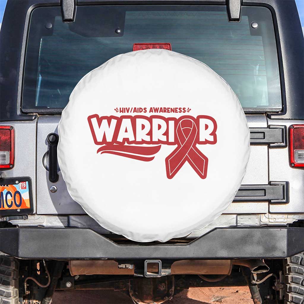 HIV Awareness Warrior Spare Tire Cover Red Ribbon Support Gift TS12 No hole White Print Your Wear