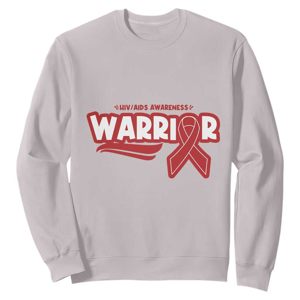 HIV Awareness Warrior Sweatshirt Red Ribbon Support Gift TS12 Ice Gray Print Your Wear