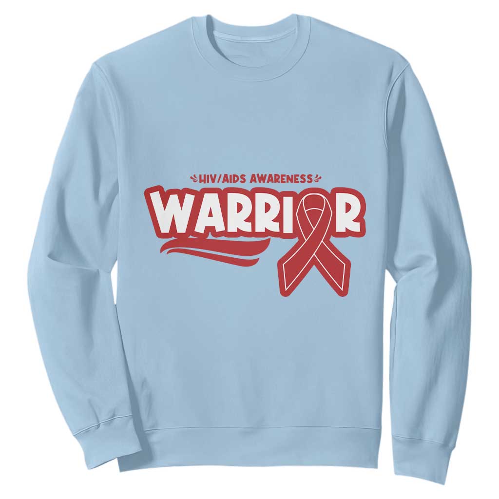 HIV Awareness Warrior Sweatshirt Red Ribbon Support Gift TS12 Light Blue Print Your Wear