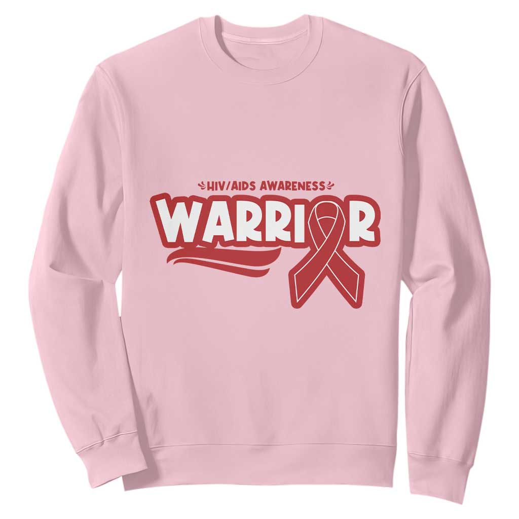 HIV Awareness Warrior Sweatshirt Red Ribbon Support Gift TS12 Light Pink Print Your Wear