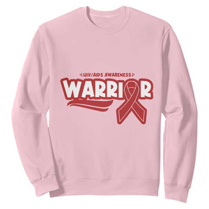 HIV Awareness Warrior Sweatshirt Red Ribbon Support Gift TS12 Light Pink Print Your Wear