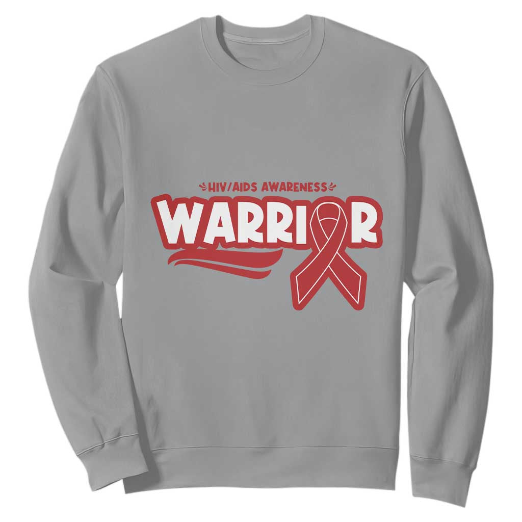 HIV Awareness Warrior Sweatshirt Red Ribbon Support Gift TS12 Sport Gray Print Your Wear