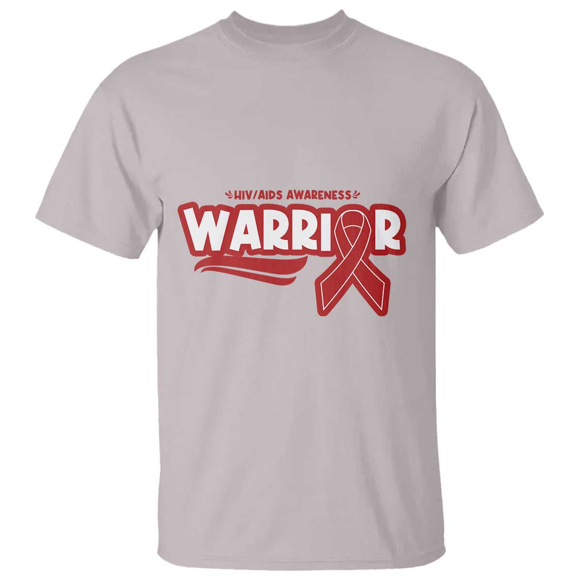 HIV Awareness Warrior T Shirt Red Ribbon Support Gift TS12 Ice Gray Print Your Wear