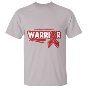 HIV Awareness Warrior T Shirt Red Ribbon Support Gift TS12 Ice Gray Print Your Wear