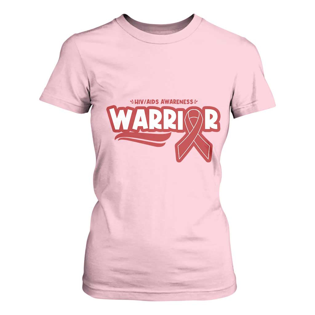 HIV Awareness Warrior T Shirt For Women Red Ribbon Support Gift TS12 Light Pink Print Your Wear