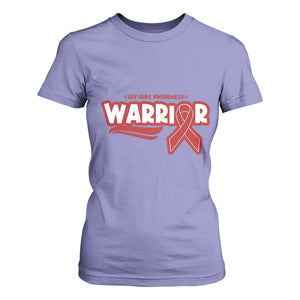 HIV Awareness Warrior T Shirt For Women Red Ribbon Support Gift TS12 Violet Print Your Wear