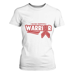 HIV Awareness Warrior T Shirt For Women Red Ribbon Support Gift TS12 White Print Your Wear