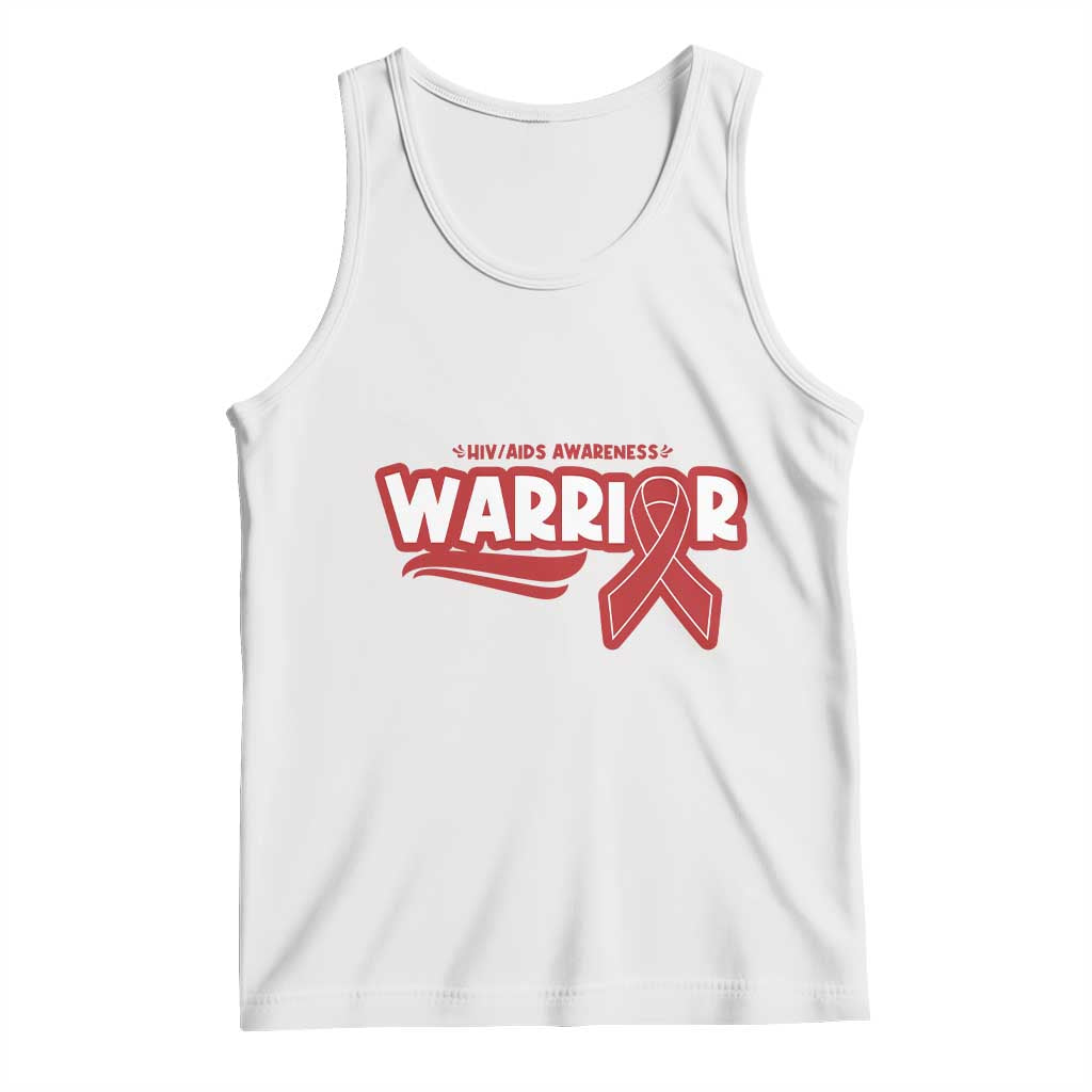 HIV Awareness Warrior Tank Top Red Ribbon Support Gift TS12 White Print Your Wear