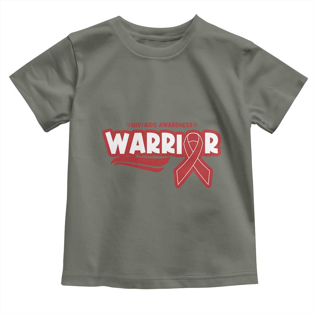 HIV Awareness Warrior Toddler T Shirt Red Ribbon Support Gift TS12 Military Green Print Your Wear