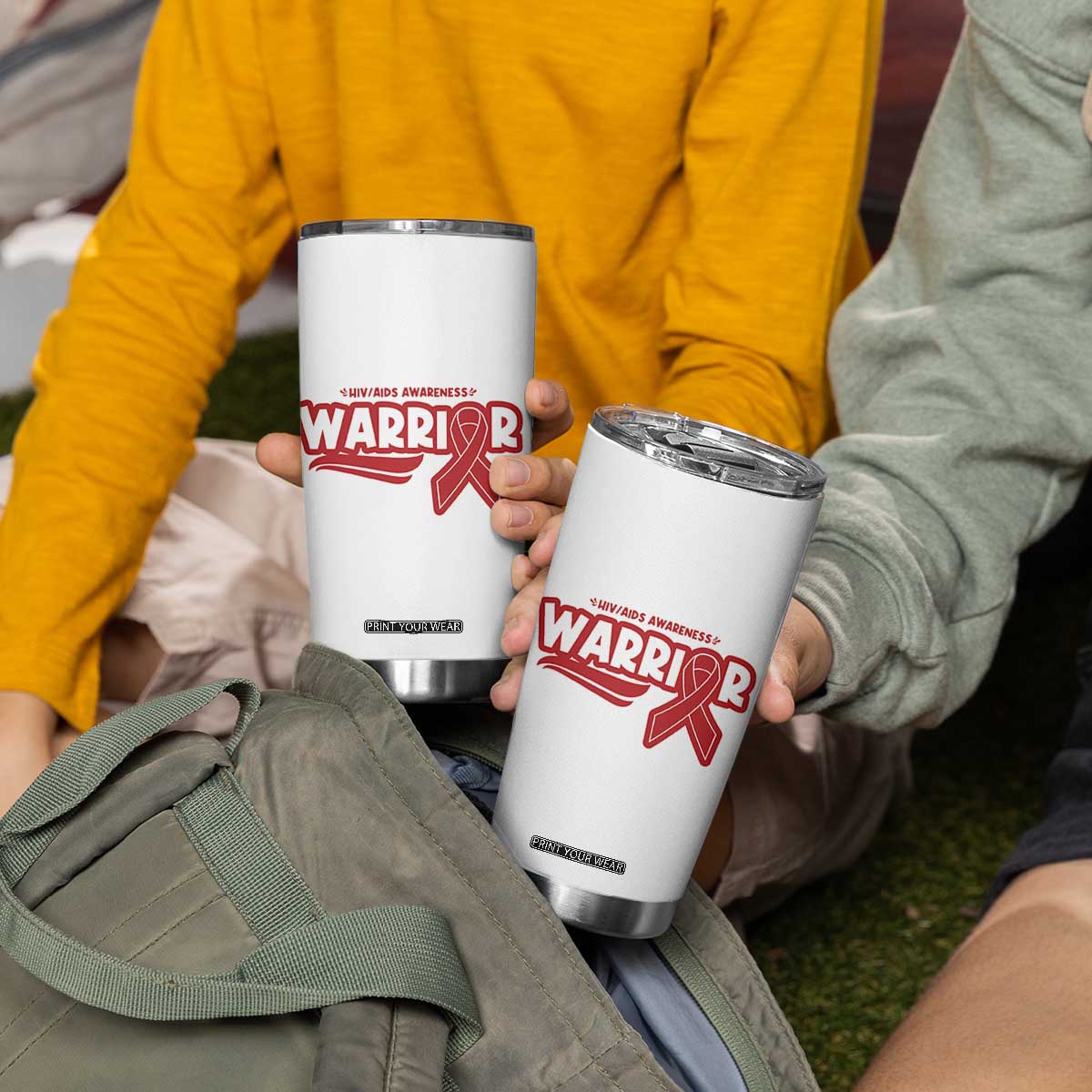 HIV Awareness Warrior Tumbler Cup Red Ribbon Support Gift TS12 Print Your Wear