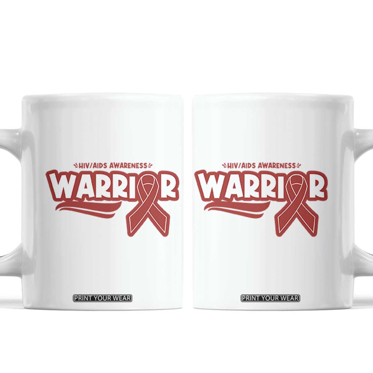 HIV Awareness Warrior Coffee Mug Red Ribbon Support Gift TS12 White Print Your Wear