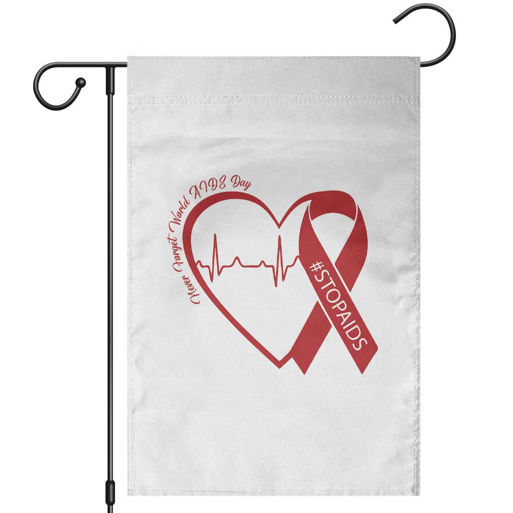 Never Forget World AIDS Day Garden Flag Red Ribbon HIV Awareness Gift TS12 White Print Your Wear