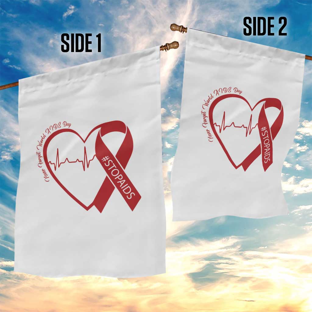 Never Forget World AIDS Day Garden Flag Red Ribbon HIV Awareness Gift TS12 Print Your Wear