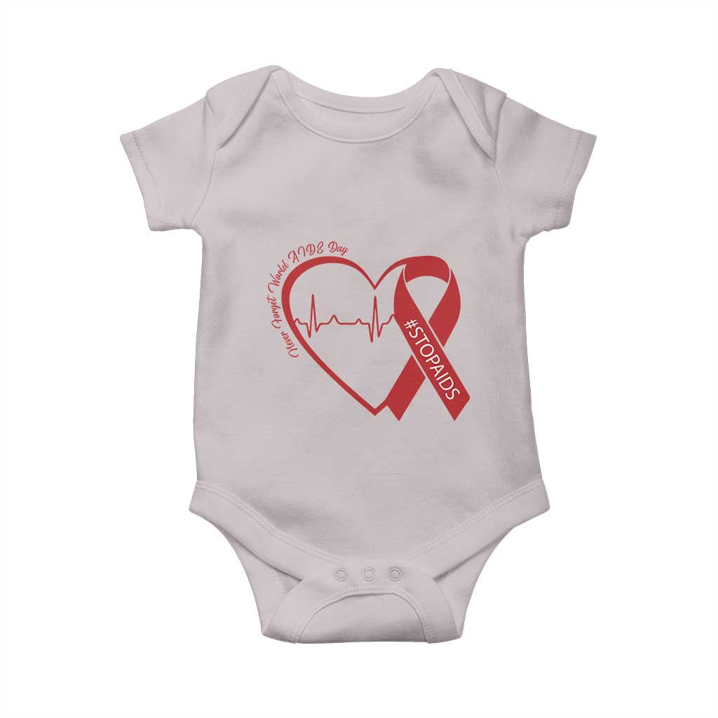 Never Forget World AIDS Day Baby Onesie Red Ribbon HIV Awareness Gift TS12 Ice Gray Print Your Wear