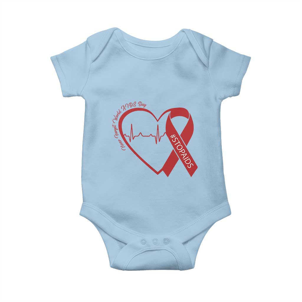 Never Forget World AIDS Day Baby Onesie Red Ribbon HIV Awareness Gift TS12 Light Blue Print Your Wear