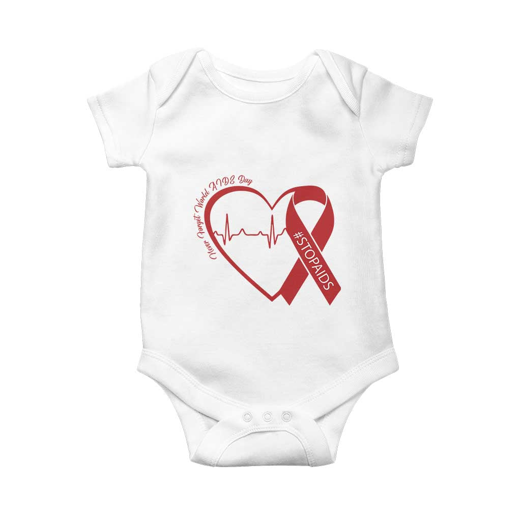 Never Forget World AIDS Day Baby Onesie Red Ribbon HIV Awareness Gift TS12 White Print Your Wear