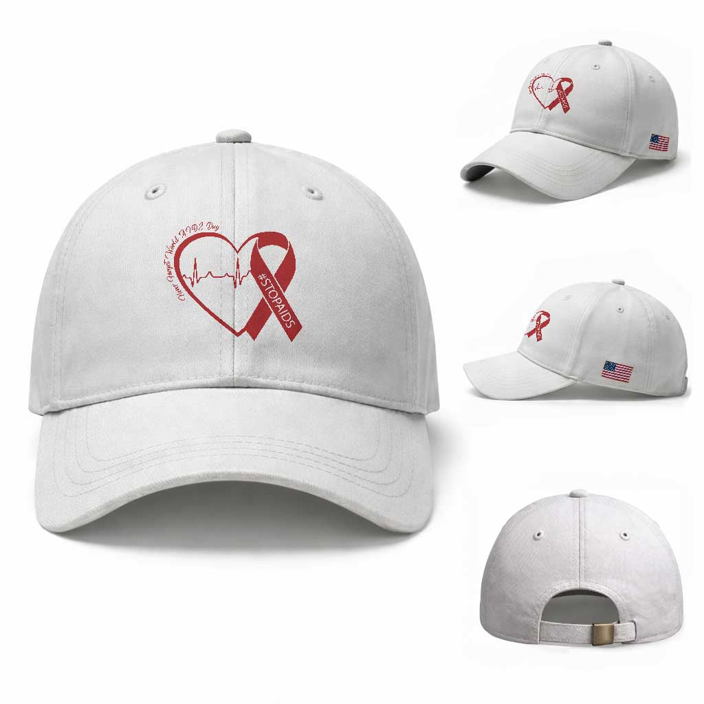 Never Forget World AIDS Day Baseball Cap Red Ribbon HIV Awareness Gift TS12 Baseball Cap Universal Fit White Print Your Wear