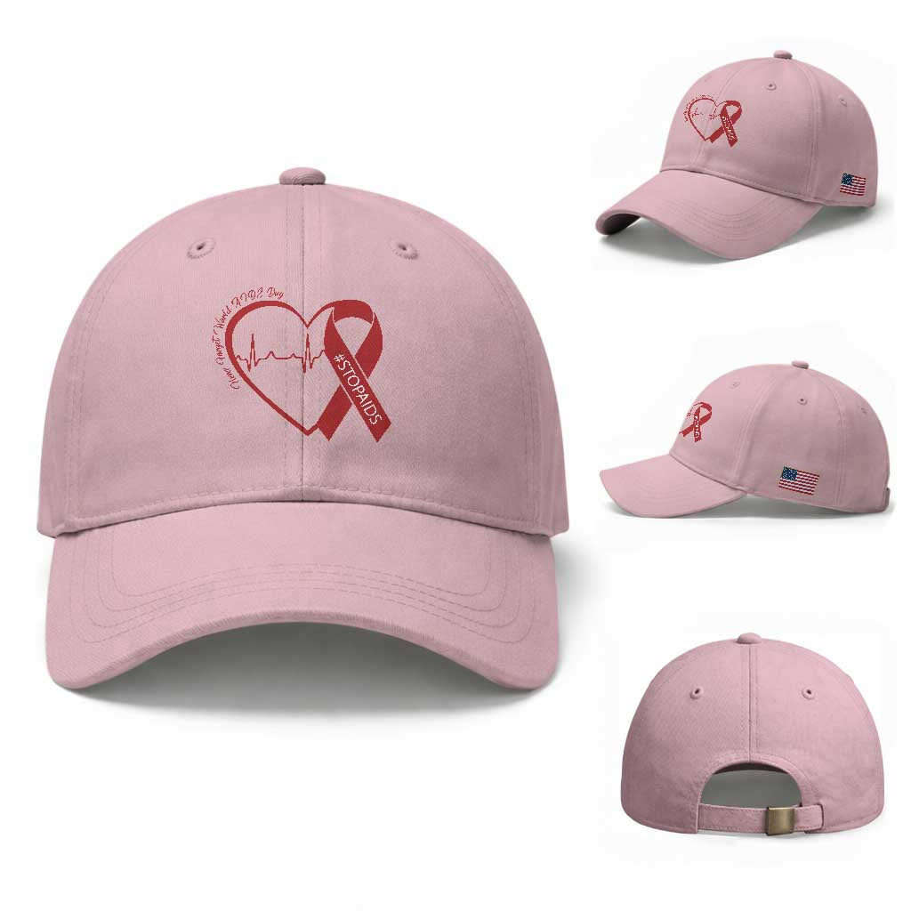 Never Forget World AIDS Day Baseball Cap Red Ribbon HIV Awareness Gift TS12 Baseball Cap Universal Fit Light Pink Print Your Wear