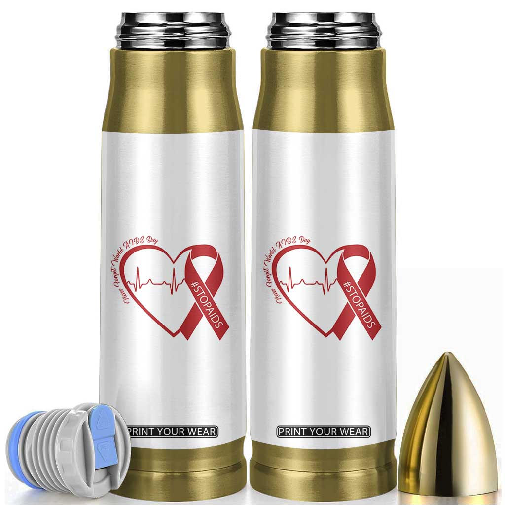 Never Forget World AIDS Day Bullet Tumbler Red Ribbon HIV Awareness Gift TS12 White Print Your Wear