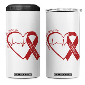 Never Forget World AIDS Day 4 in 1 Can Cooler Tumbler Red Ribbon HIV Awareness Gift TS12 One Size: 16 oz White Print Your Wear