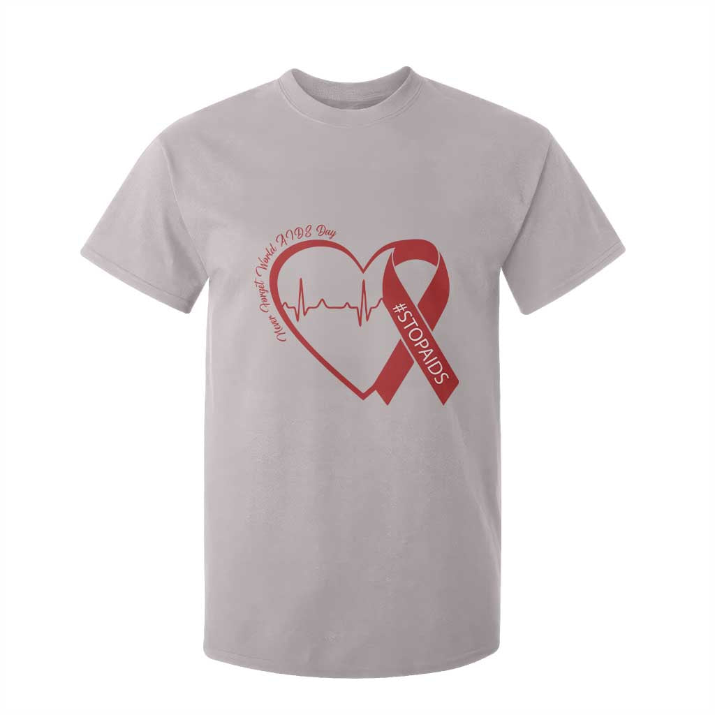 Never Forget World AIDS Day T Shirt For Kid Red Ribbon HIV Awareness Gift TS12 Ice Gray Print Your Wear
