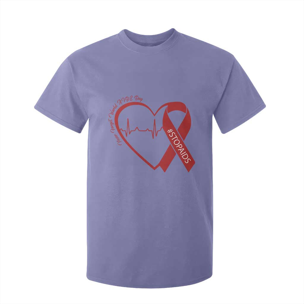 Never Forget World AIDS Day T Shirt For Kid Red Ribbon HIV Awareness Gift TS12 Violet Print Your Wear