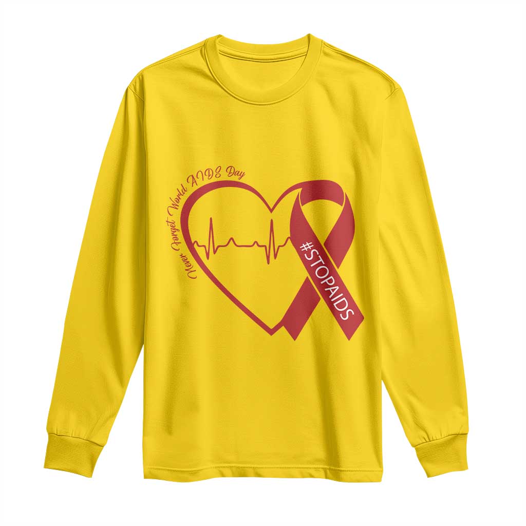 Never Forget World AIDS Day Long Sleeve Shirt Red Ribbon HIV Awareness Gift TS12 Daisy Print Your Wear